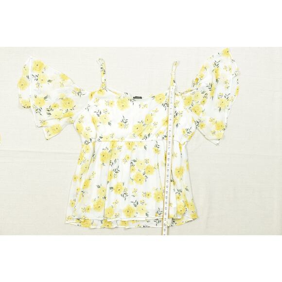 Torrid Women's Plus Size 3 Yellow Floral Ruffle Peasant Blouse Top - Picture 4 of 8